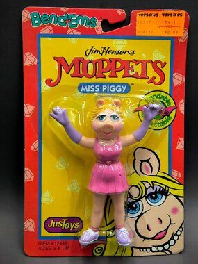 MUPPETS MISS PIGGY BEND-EMS 1994 Justoys Vintage Bendable Figure SEALED 5"